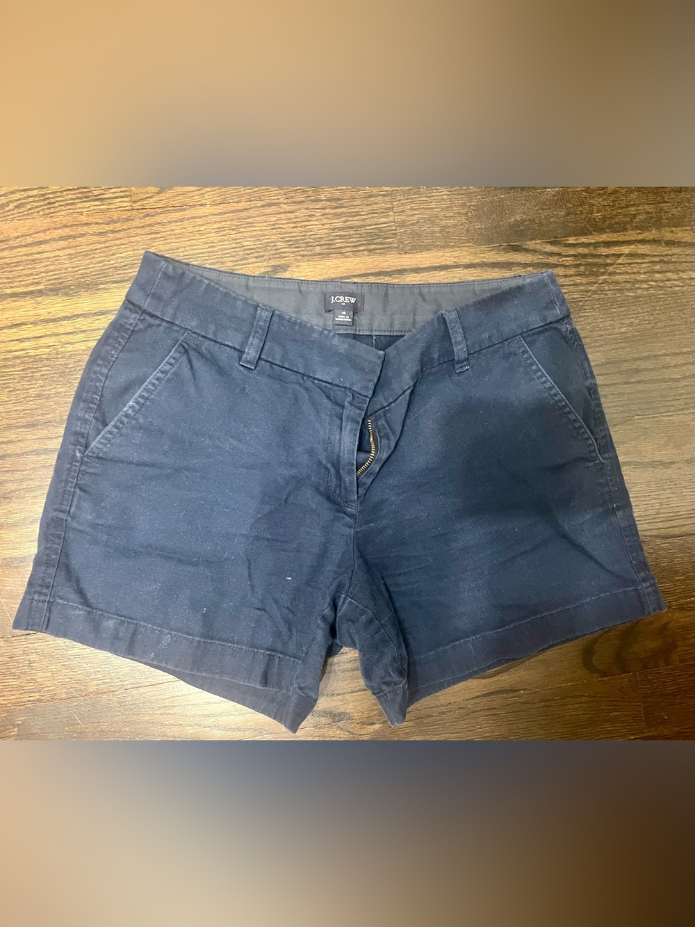 J.Crew Re-Imagined Navy Chino Shorts Size 4 Classic Tailored Cotton Blend